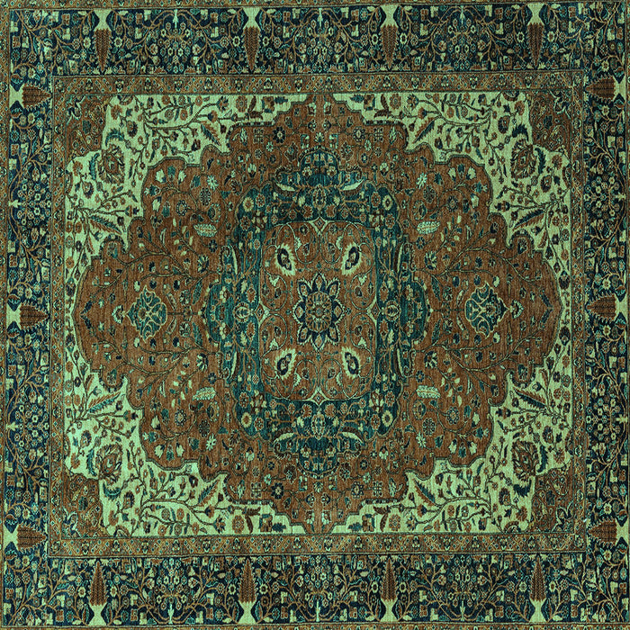 Square Machine Washable Persian Turquoise Traditional Area Rugs, wshabs4164turq