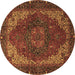 Round Persian Brown Traditional Rug, abs4164brn