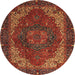 Round Abstract Red Persian Rug, abs4164