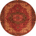 Round Persian Orange Traditional Rug, abs4164org