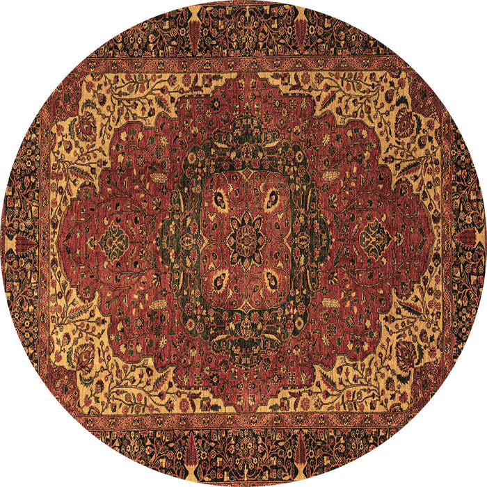 Round Machine Washable Persian Brown Traditional Rug, wshabs4164brn