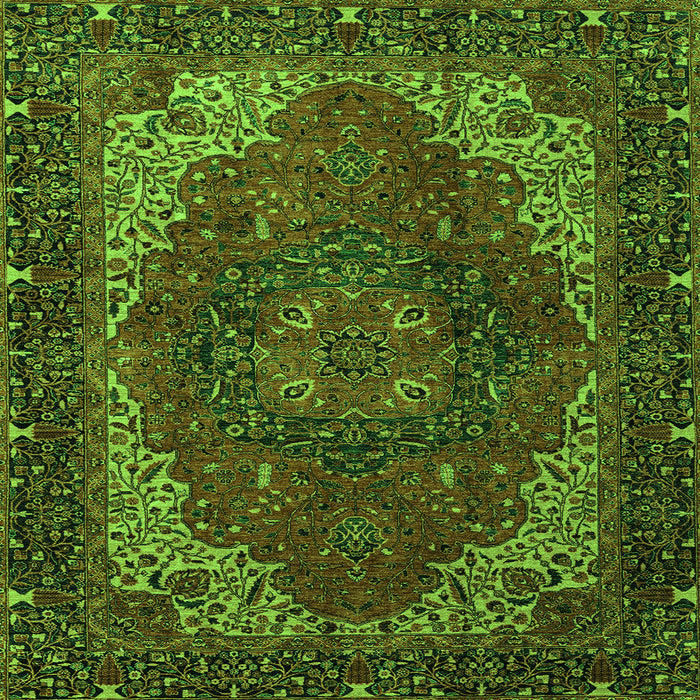 Square Machine Washable Persian Green Traditional Area Rugs, wshabs4164grn