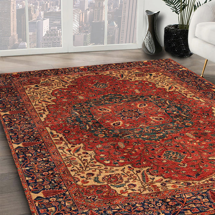 Machine Washable Abstract Red Rug in a Family Room, wshabs4164