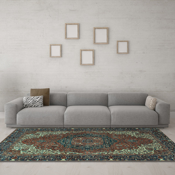 Machine Washable Persian Light Blue Traditional Rug in a Living Room, wshabs4164lblu