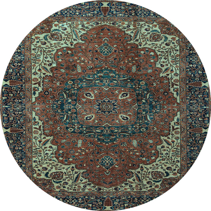 Round Machine Washable Persian Light Blue Traditional Rug, wshabs4164lblu