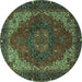 Round Persian Turquoise Traditional Rug, abs4164turq