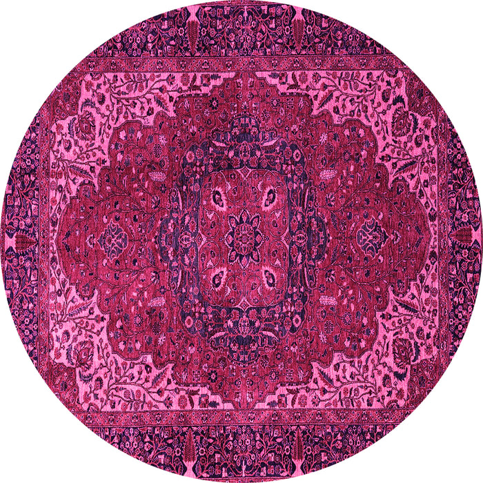 Round Machine Washable Persian Pink Traditional Rug, wshabs4164pnk