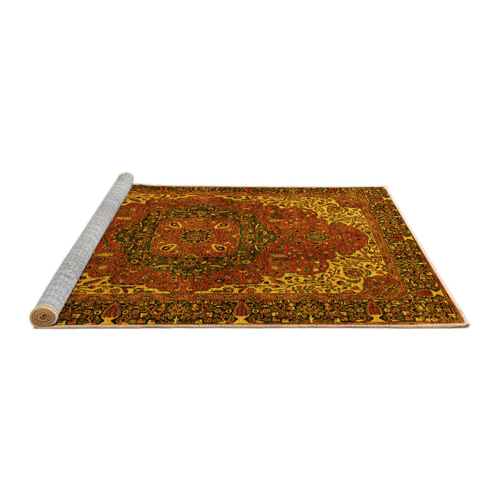 Sideview of Machine Washable Persian Yellow Traditional Rug, wshabs4164yw