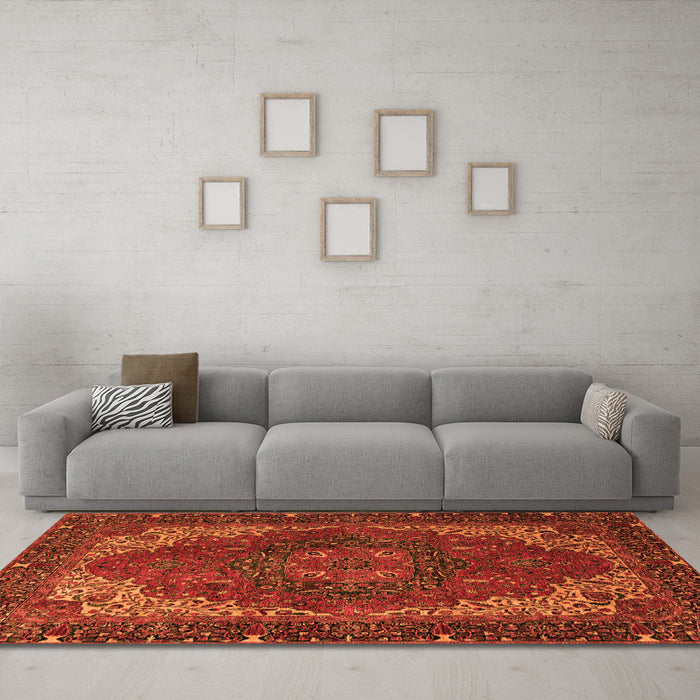 Machine Washable Persian Orange Traditional Area Rugs in a Living Room, wshabs4164org