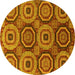 Round Machine Washable Abstract Yellow Modern Rug, wshabs4165yw