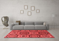 Machine Washable Abstract Red Modern Rug, wshabs4165red