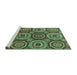 Sideview of Machine Washable Abstract Turquoise Modern Area Rugs, wshabs4165turq