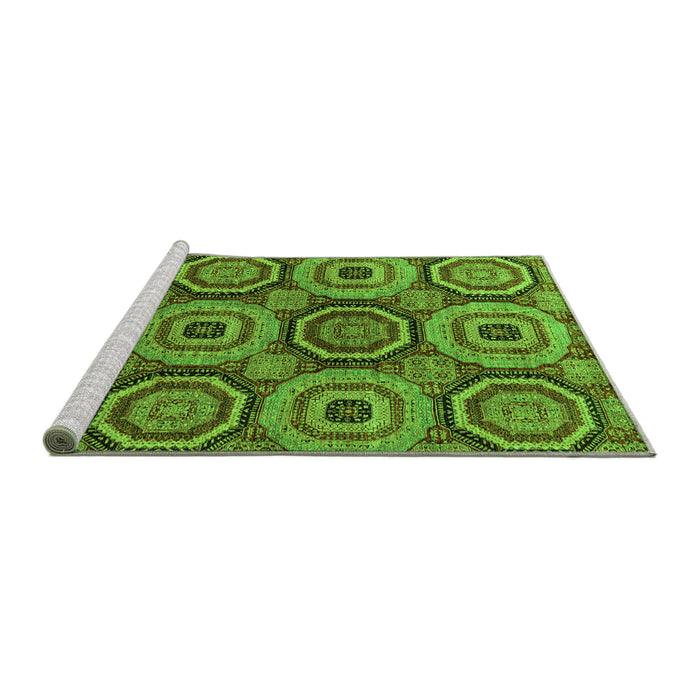 Sideview of Machine Washable Abstract Green Modern Area Rugs, wshabs4165grn