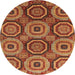 Round Machine Washable Abstract Tomato Red Rug, wshabs4165