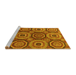 Sideview of Machine Washable Abstract Yellow Modern Rug, wshabs4165yw