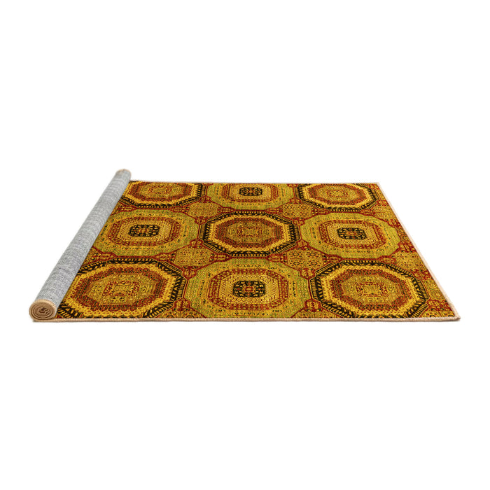 Sideview of Machine Washable Abstract Yellow Modern Rug, wshabs4165yw
