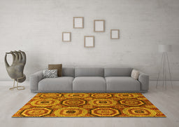 Machine Washable Abstract Yellow Modern Rug in a Living Room, wshabs4165yw