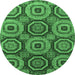 Round Abstract Emerald Green Modern Rug, abs4165emgrn