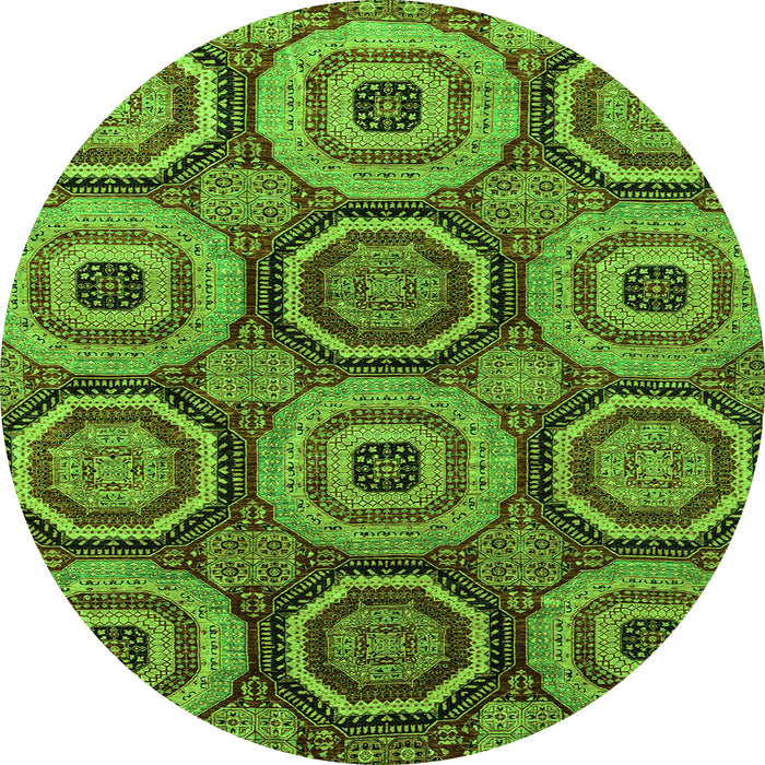 Round Abstract Green Modern Rug, abs4165grn