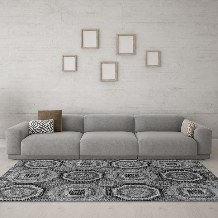 Machine Washable Abstract Gray Modern Rug in a Living Room,, wshabs4165gry