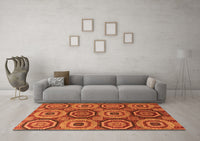 Machine Washable Abstract Orange Modern Rug, wshabs4165org