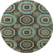 Round Machine Washable Abstract Light Blue Modern Rug, wshabs4165lblu