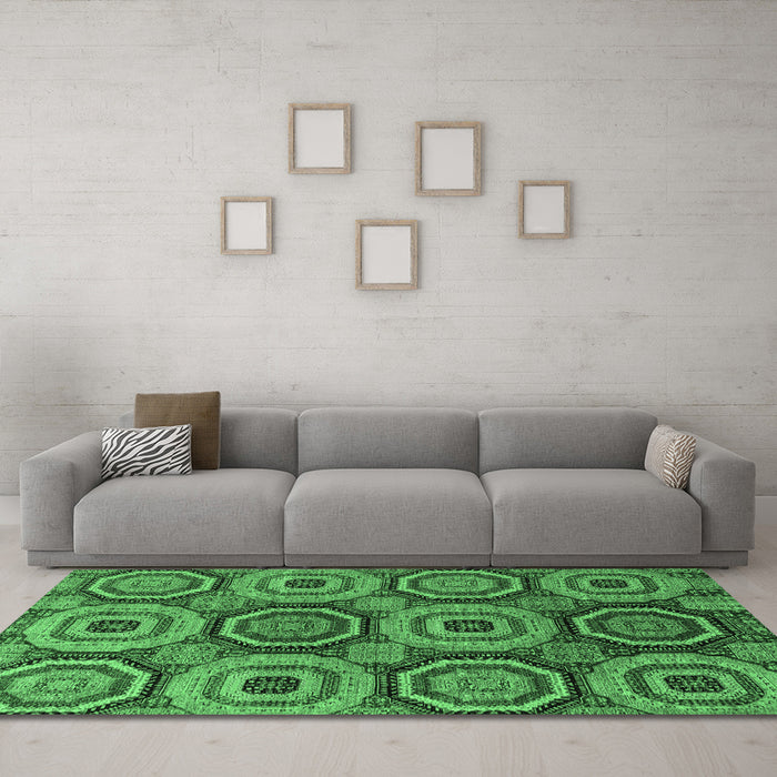 Machine Washable Abstract Emerald Green Modern Area Rugs in a Living Room,, wshabs4165emgrn