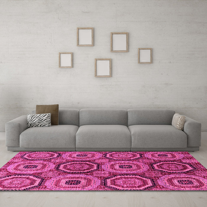 Machine Washable Abstract Pink Modern Rug in a Living Room, wshabs4165pnk