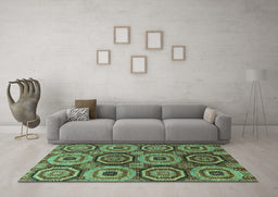 Machine Washable Abstract Turquoise Modern Area Rugs in a Living Room,, wshabs4165turq
