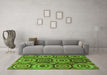 Machine Washable Abstract Green Modern Area Rugs in a Living Room,, wshabs4165grn