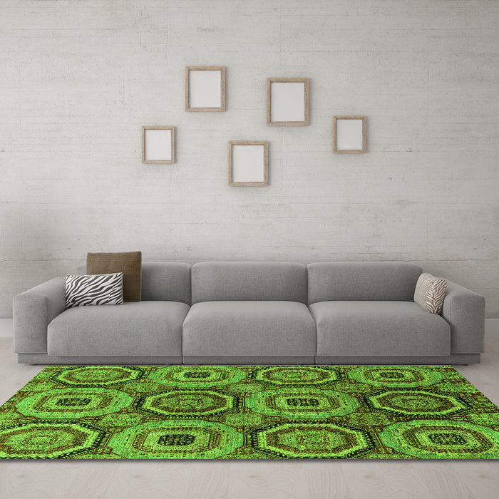 Machine Washable Abstract Green Modern Area Rugs in a Living Room,, wshabs4165grn