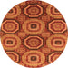 Round Machine Washable Abstract Orange Modern Area Rugs, wshabs4165org