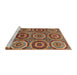 Sideview of Machine Washable Abstract Saffron Red Rug, wshabs4166