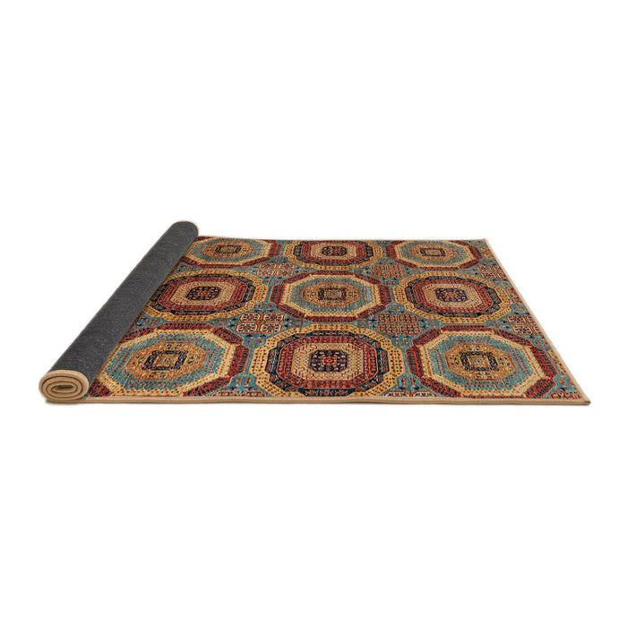 Sideview of Abstract Saffron Red Modern Rug, abs4166