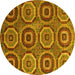 Round Machine Washable Abstract Yellow Modern Rug, wshabs4166yw