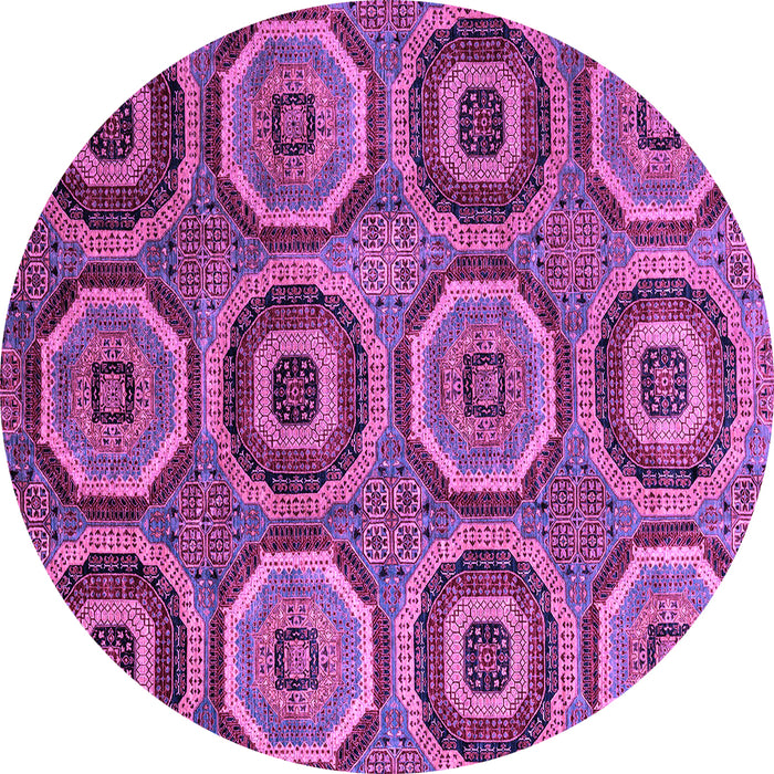 Round Machine Washable Abstract Purple Modern Area Rugs, wshabs4166pur