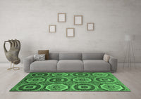 Machine Washable Abstract Emerald Green Modern Rug, wshabs4166emgrn