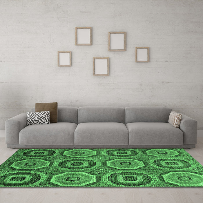 Machine Washable Abstract Emerald Green Modern Area Rugs in a Living Room,, wshabs4166emgrn