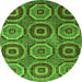 Round Machine Washable Abstract Green Modern Area Rugs, wshabs4166grn