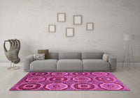 Machine Washable Abstract Pink Modern Rug, wshabs4166pnk