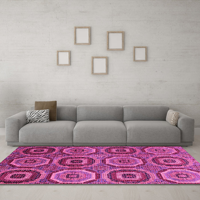 Machine Washable Abstract Pink Modern Rug in a Living Room, wshabs4166pnk