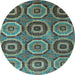 Round Machine Washable Abstract Light Blue Modern Rug, wshabs4166lblu