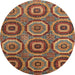 Round Machine Washable Abstract Saffron Red Rug, wshabs4166