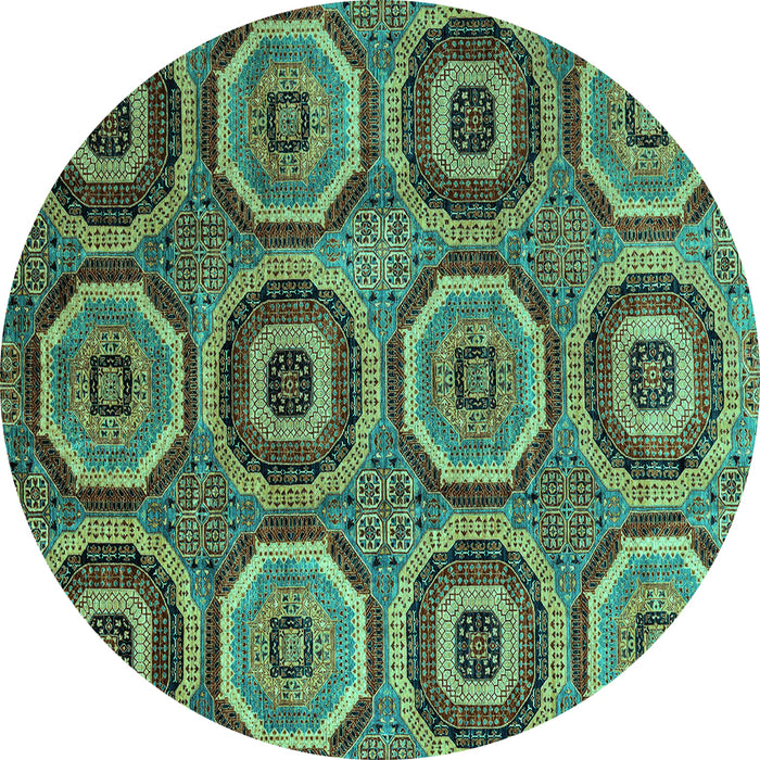 Round Abstract Turquoise Modern Rug, abs4166turq