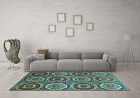 Machine Washable Abstract Light Blue Modern Rug, wshabs4166lblu