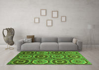 Machine Washable Abstract Green Modern Rug, wshabs4166grn