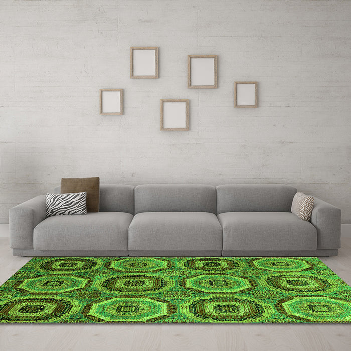 Machine Washable Abstract Green Modern Area Rugs in a Living Room,, wshabs4166grn