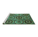 Sideview of Machine Washable Abstract Turquoise Modern Area Rugs, wshabs4166turq