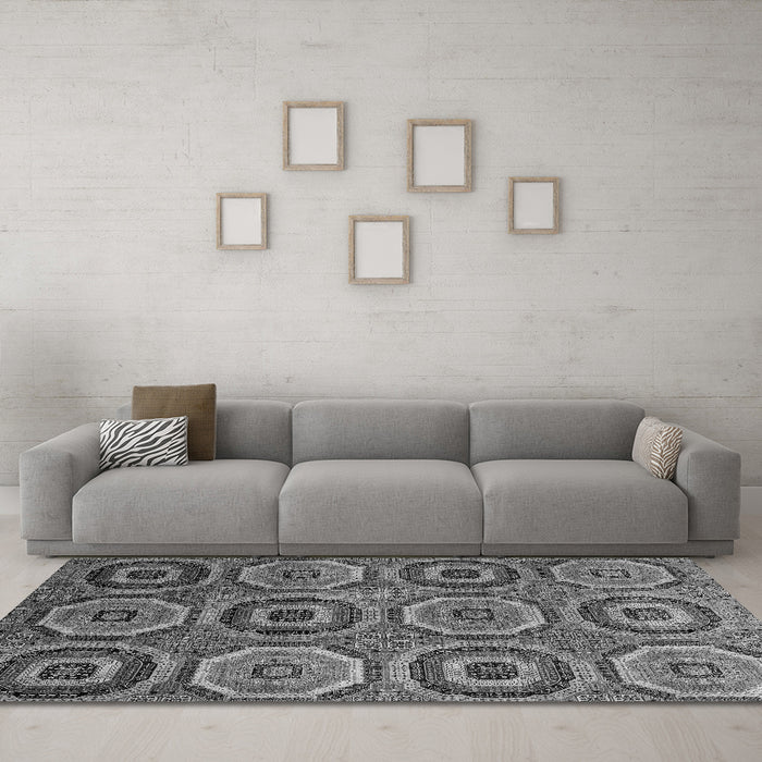 Machine Washable Abstract Gray Modern Rug in a Living Room,, wshabs4166gry