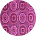 Round Machine Washable Abstract Pink Modern Rug, wshabs4166pnk